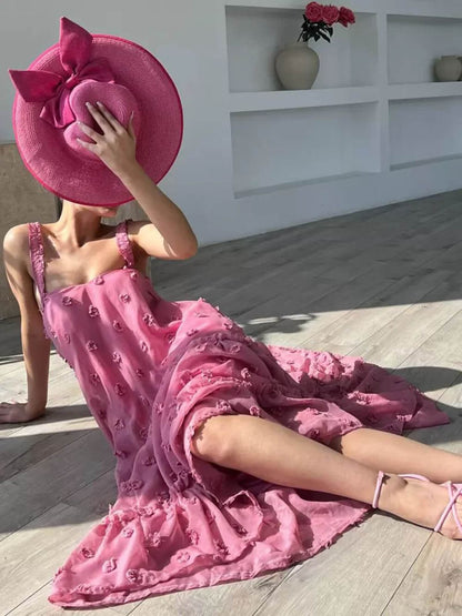 Robe maxi ample à volants et à motifs floraux
