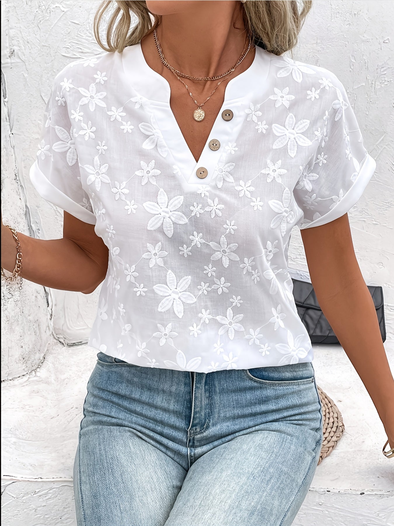 Blouse drapée à fleurs Liana