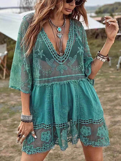 Robe de plage en dentelle ample pour les vacances