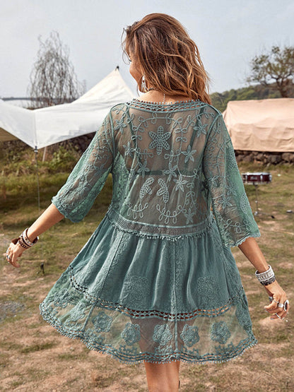 Robe de plage en dentelle ample pour les vacances