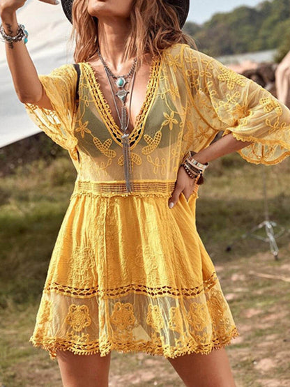 Robe de plage en dentelle ample pour les vacances
