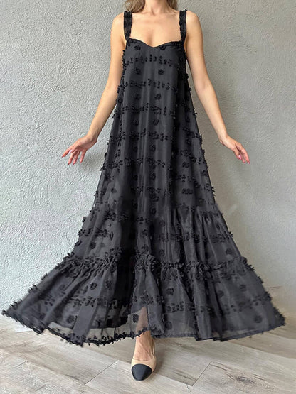 Robe maxi ample à volants et à motifs floraux