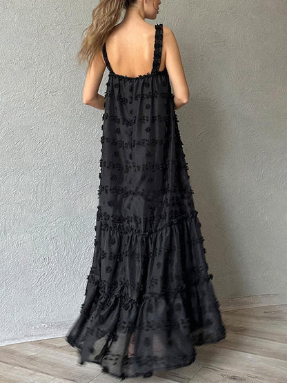 Robe maxi ample à volants et à motifs floraux