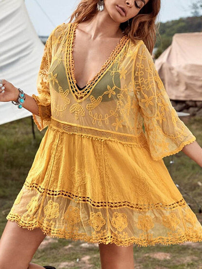 Robe de plage en dentelle ample pour les vacances