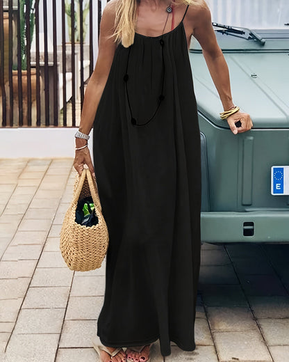 Women’s Solid Color Backless Slip Dress