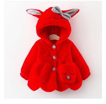 BunnyHug™ Rabbit Ears Plush Winter Coat for Girls