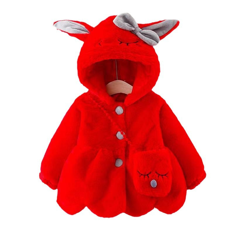 BunnyHug™ Rabbit Ears Plush Winter Coat for Girls