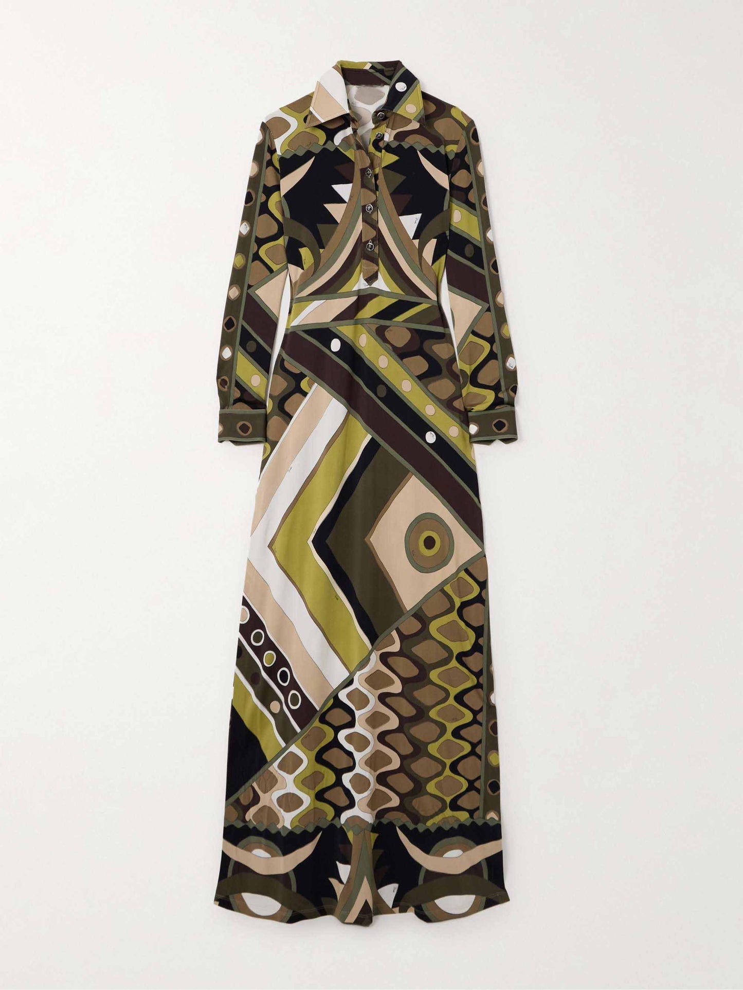 Robe maxi à manches longues imprimée abstraite style rétro