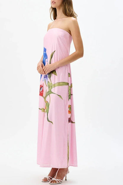 Robe longue trapèze à sequins et imprimé floral pour soirée spéciale