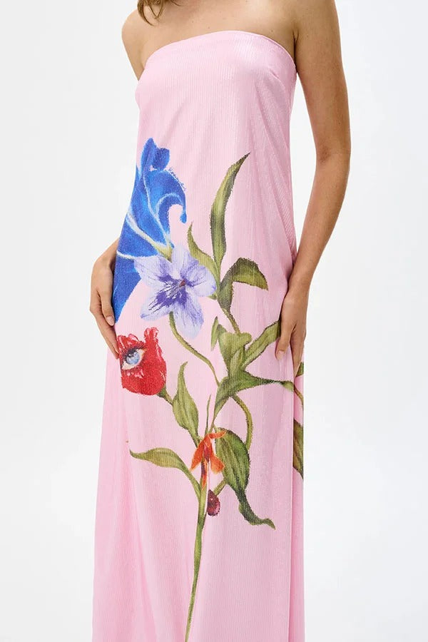 Robe longue trapèze à sequins et imprimé floral pour soirée spéciale